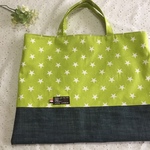 レッスンバッグ　☆かっこいいな星黄緑