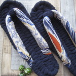 布ぞうり：machiccoooさまご予約品＊ink blue27.5cm/波しぶき