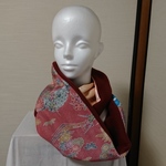 (送料無料) 着物リメイク × フリース パッチワーク風 スヌード