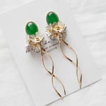 翡翠&白銀Flowerピアス