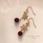 ꫛꫀꪝ♡雪の結晶のアシンメトリーピアス‪♡イヤリング[RED]