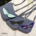 ななめリボンが可愛い デニム調ポシェット ♡ キッズ こども  3色展開