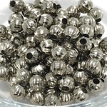【490】鉄コルゲートビーズラウンド★プラチナ 5mm/100個