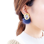 【☆Xmas fair☆】【3点のみ】ヴィンテージボタンとミンクファー イヤリング・ピアス