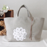 【ちぃ***様ご依頼品】リネンの大人ｶﾞｰﾘｰなbag　(横長）