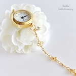 再9*【高品質16KGP】花クローバーブレスウォッチ 腕時計 【受注製作】