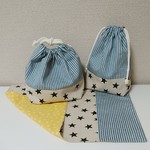 子供 お弁当袋  コップ袋 ランチョンマット セット ヒッコリー風 星
