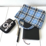 plaid×light blue＊大人かわいいトート＊バッグインバッグ