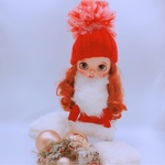 サンタ服（スカートタイプ）モフモフファーストールとサンタニット帽のセット