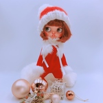 サンタ服（ハーフパンツタイプ）モフモフファーベストとサンタニット帽のセット