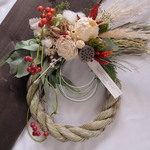 2019 お正月飾り　ナチュラルタイプしめ縄　大サイズ（ホワイト＆レッド））