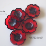 pure red * picasso 14mm テーブルカット チェコビーズ 5個