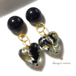 300円☆ハート(ゴールド×ブラック)☆ブラックのピアス/イヤリング