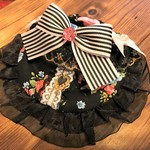 犬・猫の首輪　約22～25　cocoちゃんバンダナチョーカー　ゴスロリ・黒・薔薇・ガーリー・姫