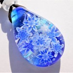 《氷華》　ガラス　とんぼ玉　ペンダント　花　雪の結晶 