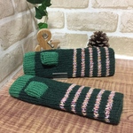 指なし手袋 グリーン×ミックスのしましま