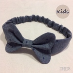【TRES】ダンガリードット キッズサイズ リボンヘアバンド