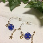 【送料無料】樹脂フープピアス　ラウンドスター