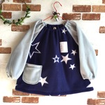 【makomako02様オーダー品】フリーススモック・星⭐️×ブルーグレー