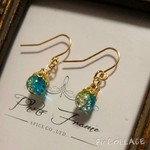 【再販】ブルーグリーンガラスピアス