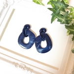 秋冬ピアス 天然石風 マーブルチェーン ピアス イヤリング
