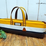 【mo様専用】№1045　倉敷帆布フルートバッグ＊ヤマブキ×キナリ×ネイビー×ブラウン