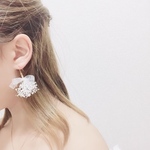 かすみ草オーガンジーピアス