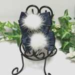 【送料込み】candy ❇shinee ribbon&fur (navy)  キッズ ヘアゴム    