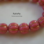  8mm coral pink *gold  メロン チェコビーズ 10個
