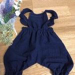 80㎝ ネイビーのかぼちゃパンツサロペット