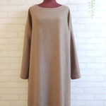 〜新作〜　カシミヤ混カラーネップウールツィードのシンプルワンピ　ベージュ