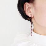 【☆Xmas fair☆】【数量限定】古美色フランスヴィンテージガラスビーズのチェーンイヤリング・ピアス
