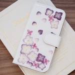 【#341】＊送料無料 ＊押し花スマホケース＊iPhoneケース押し花＊koko＊手帳・紫陽花