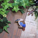 鳥のブローチ　豆アオバネワライカワセミ
