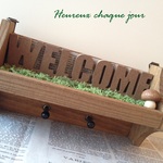 【再販】キュート♪　グリーンモス×ウッド　welcome　オブジェ　