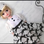 22cmドールサイズ　リカちゃんサイズ  巴里の香りモノトーンのワンピース