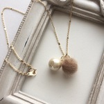 ファー＊コットンパールの2charmネックレス✨