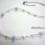 限定！送料無料！ブルーレースめのう★クラック水晶★ロングネックレス