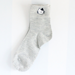 刺繍靴下 ねこ4 グレー