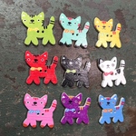 【24mm×24mm 厚さ2mm 20個】にゃんこのペイントウッドボタン   アソート
