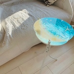 ブルームーンビーチ ガラスサイドテーブル丸 〜Minamo〜　机　コーヒーテーブル　table  Sea