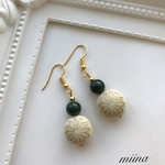 ブラウンマーブルフープピアス／イヤリング