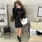 リカちゃん服❤︎ベロア風ブラウンコクーンワンピ＆チェック柄マフラー❤︎リアルクローズ  
