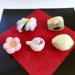 羊毛フェルト 文鳥と和菓子セット（クラフトボックス付き）