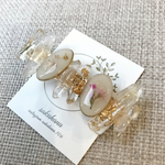 鉱石×オーバル 【バレッタ】 white