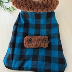 【犬服コート】【プチギフト】リバーシブルコート/ブルーチェック(M)