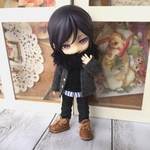 オビツ11サイズお洋服＊スヌード×カーディガン×重ね着風タンクトップ×デニム4点セット