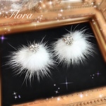 ☆  雪の結晶・ファー・2wayピアス