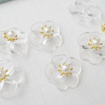 New！２０セット★アクリルクリアフラワー＆メタルゴールド花芯　シュガーパールおまけ
