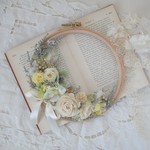 母の日にも♪刺繍枠アレンジ　リース　18㎝【yellow green】